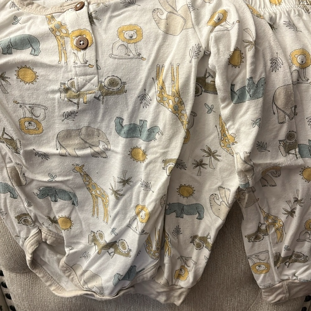 Mulberry Jungle Print Animal Print Baby 3/6 Mnths Set bamboo - Picture 2 of 5